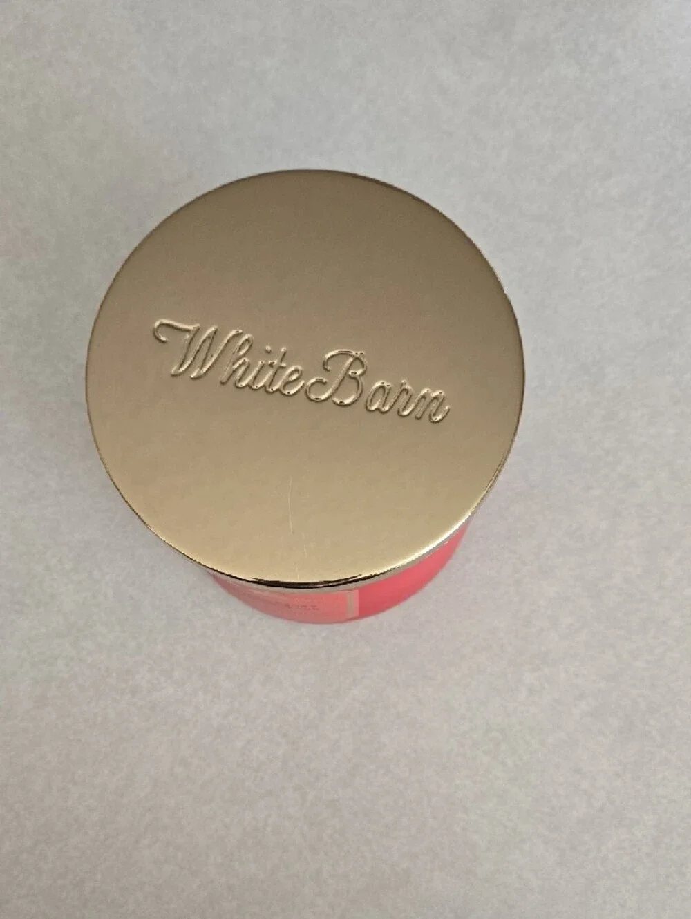 White Barn Strawberry Pound Cake Candle - Bright Pink with Gold Lid - Picture 2 of 5